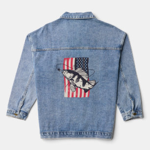 American Patriotic Fishing Fourth of July Denim Jacket