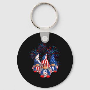 American Patriotic Gnomes Usa Independence Day 4th Key Ring