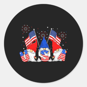 American Patriotic Gnomes USA Independence Day Classic Round Sticker