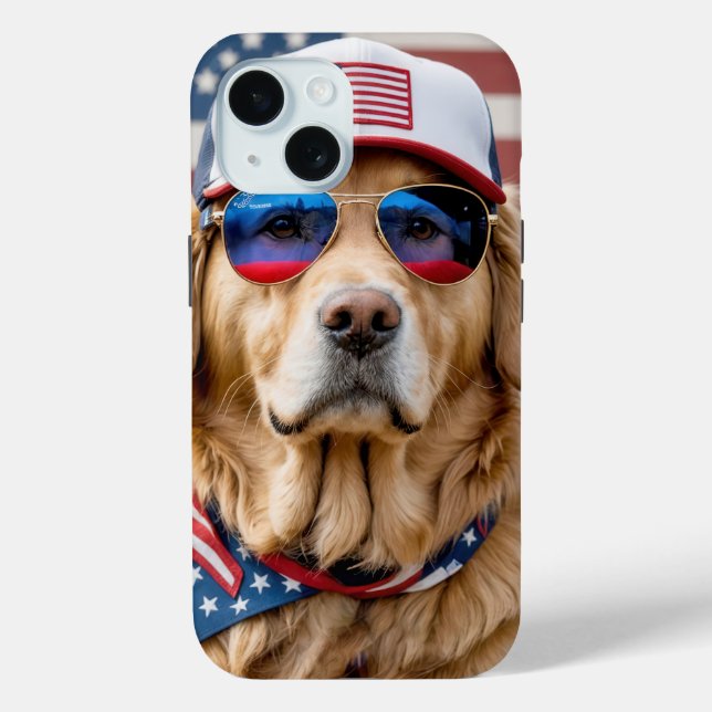 American Patriotic Golden Retriever Case-Mate iPhone Case (Back)