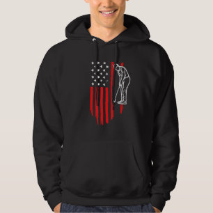 American Patriotic Golfer Usa Flag Retro Golf Hoodie