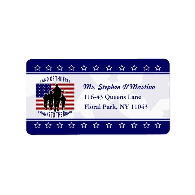 American Patriotic Personalised Address Label (Front)