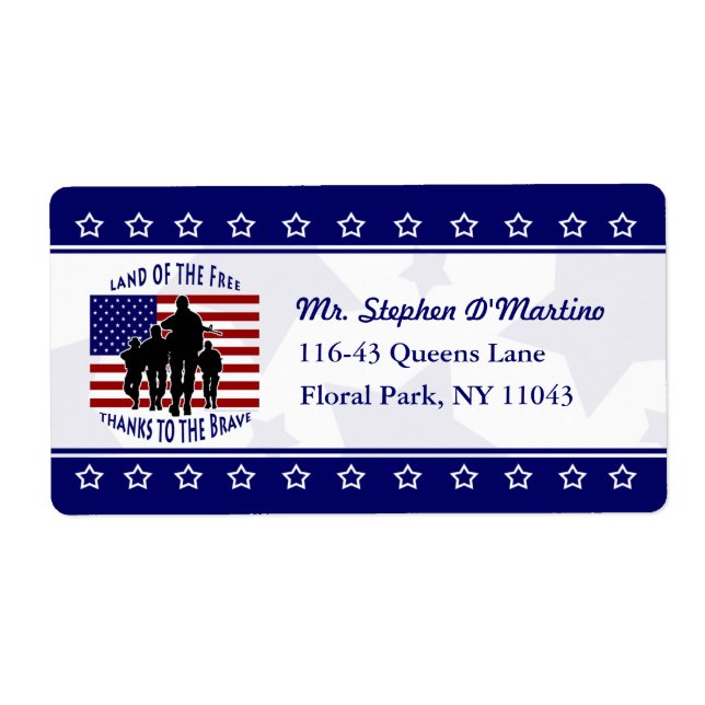 American Patriotic Personalised Shipping Label (Front)