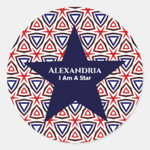  American Patriotic Red White Blue Star Pattern Classic Round Sticker