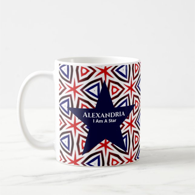  American Patriotic Red White Blue Star Pattern Coffee Mug (Left)