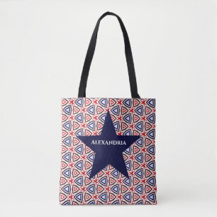  American Patriotic Red White Blue Star Pattern Tote Bag