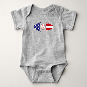 American/patriotic softball/baseball baby bodysuit