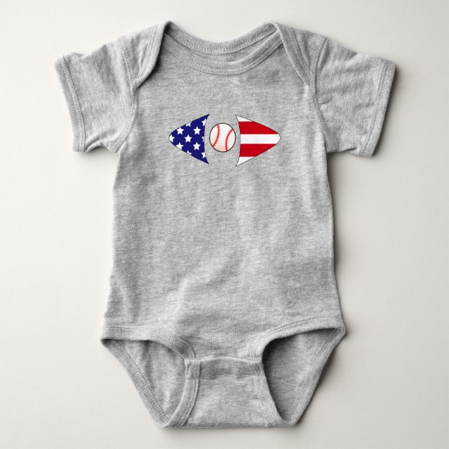 American/patriotic softball/baseball baby bodysuit (Front)