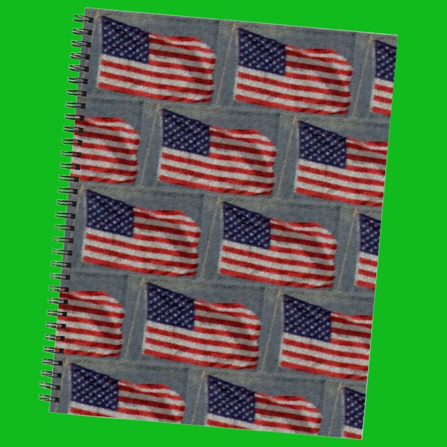 American Patriotic Stars & Stripes Flag Notebook (Front with Background)