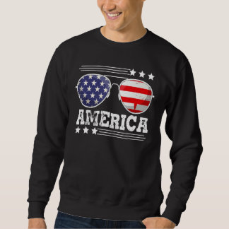 American Patriotic Sunglasses 4th of July USA Flag Sweatshirt