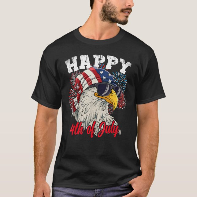 American Patriotic US Eagle Happy 4th Of July T-Shirt (Front)