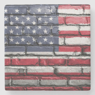American Patriotic US Flag on the Wall Stone Coaster