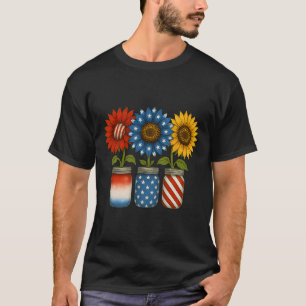 American Patriotic Usa Flag Jars With Sunflower 4t T-Shirt