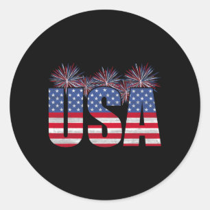 American Patriotic Usa Men Women Flag Usa Freedom Classic Round Sticker