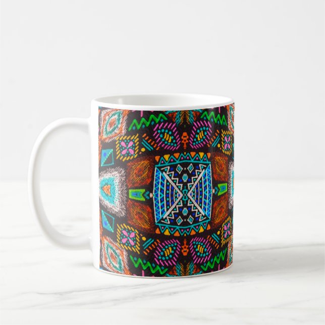 American pattern. Ikat seamless print. Indian desi Coffee Mug (Left)