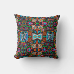 American pattern. Ikat seamless print. Indian desi Cushion