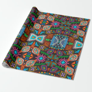 American pattern. Ikat seamless print. Indian desi Wrapping Paper