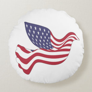AMERICAN PEACE DOVE ROUND CUSHION