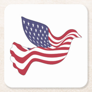 AMERICAN PEACE DOVE SQUARE PAPER COASTER