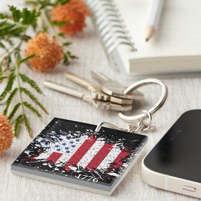 American Peace Flag 1776 American State National K Key Ring (Front Right)