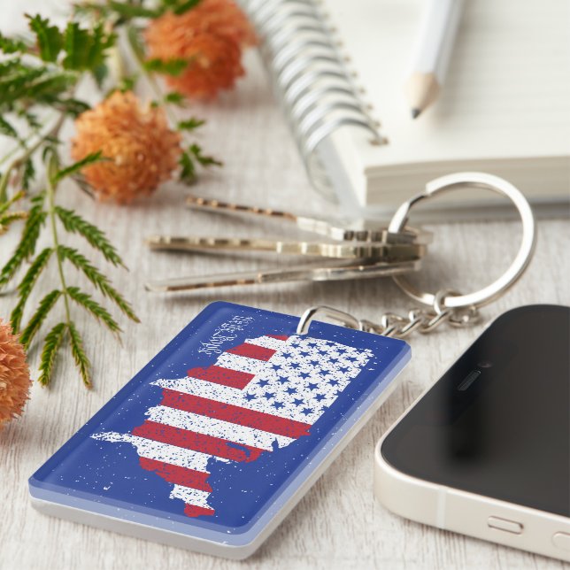 American Peace Flag America State National Key Ring (Front Right)
