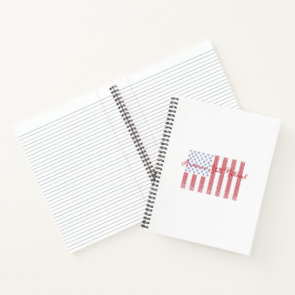 American Peace Flag Grunge + State National Notebook