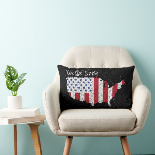 American Peace Flag We the People America Lumbar P Cushion