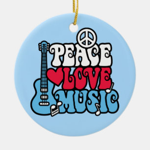 American Peace Love Music Ceramic Tree Decoration