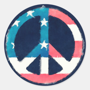 American Peace Sign grunge Classic Round Sticker