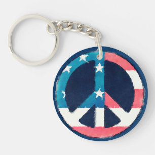 American Peace Sign grunge Key Ring