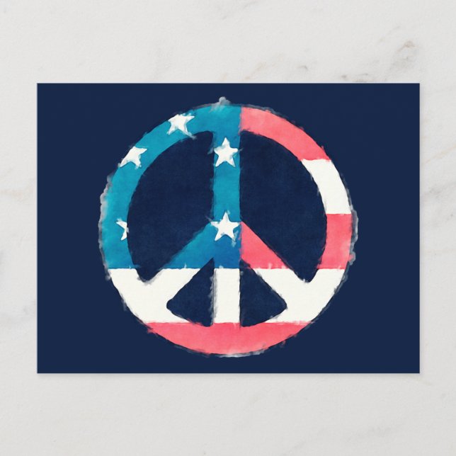 American Peace Sign grunge Postcard (Front)