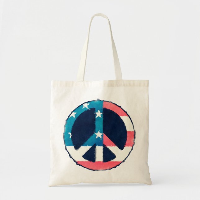 American Peace Sign grunge Tote Bag (Front)