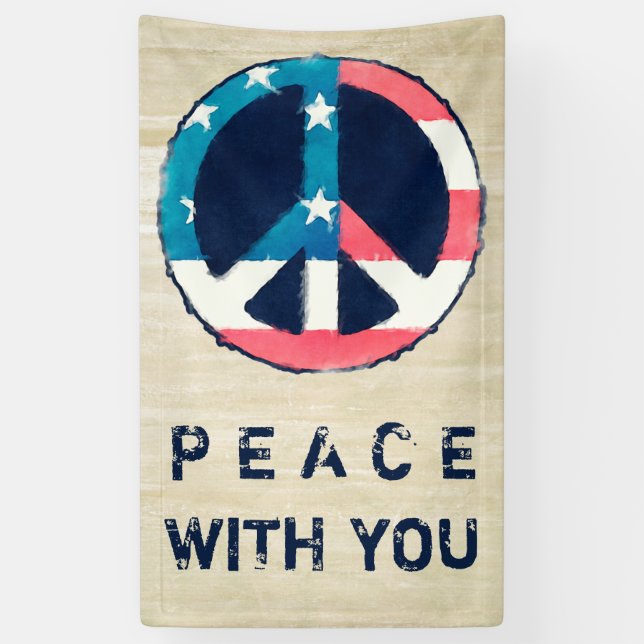American Peace Sign grunge + your saying (Vertical)