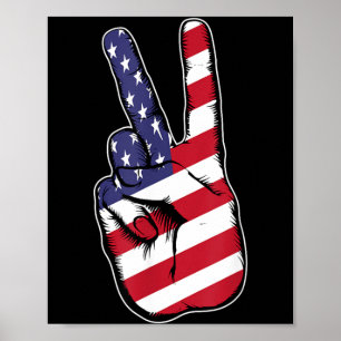American Peace Sign Patriot USA Flag Day Shirt