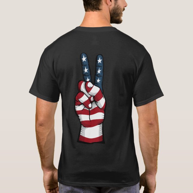 American Peace Sign, Stars and Stripes T-shirt (Back)