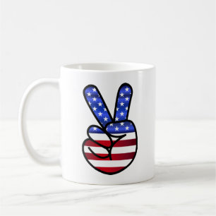 American peace/victory sign coffee mug