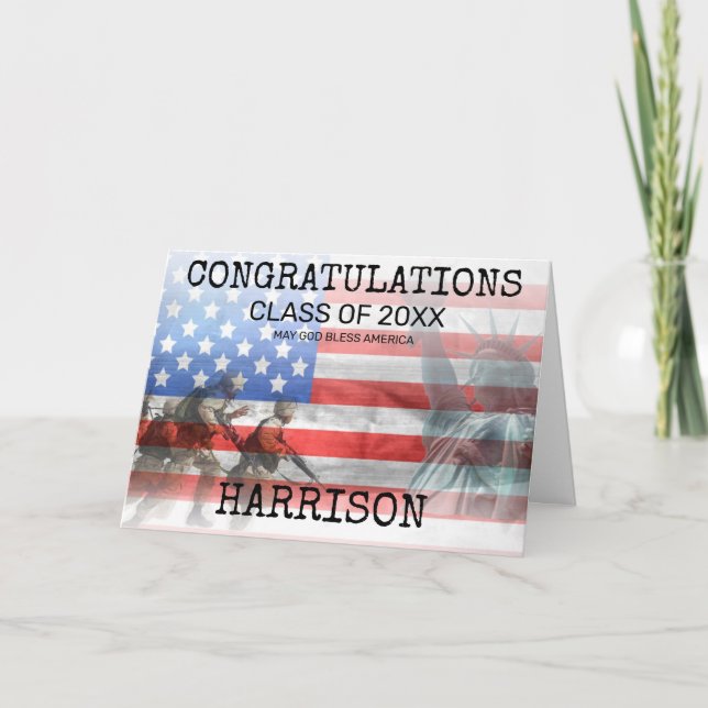 American Personalised Army Graduation Card (Front)