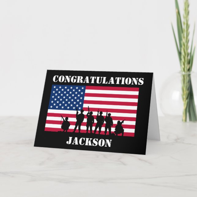 American Personalised Army Graduation Card (Front)