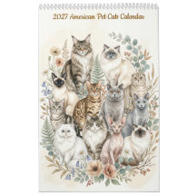 American Pet Cats Calendar - Single Page 2027