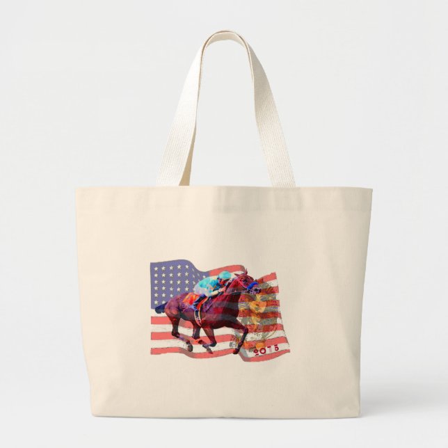 American Pharoah 2015 Large Tote Bag (Front)