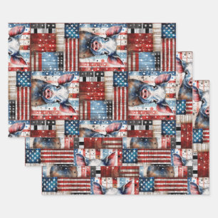 American Pig Farm folk art Wrapping Paper Sheet