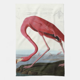 American Pink Flamingo Gift Lover  Sketch Flamingo Tea Towel