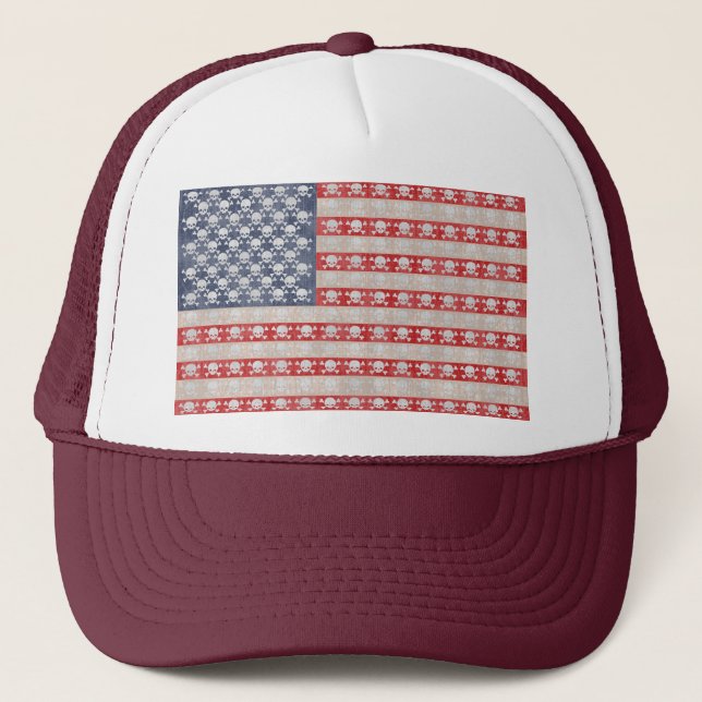 American Pirate Flag Trucker Hat (Front)