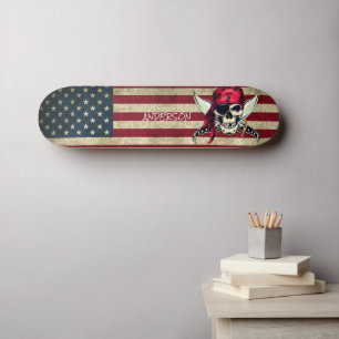 American  Pirate with patch Skateboard