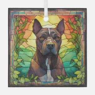 American Pit Bull Dog Glass Tree Decoration