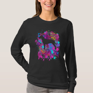 American Pit Bull Dog Pink Watercolor Splatter Art T-Shirt