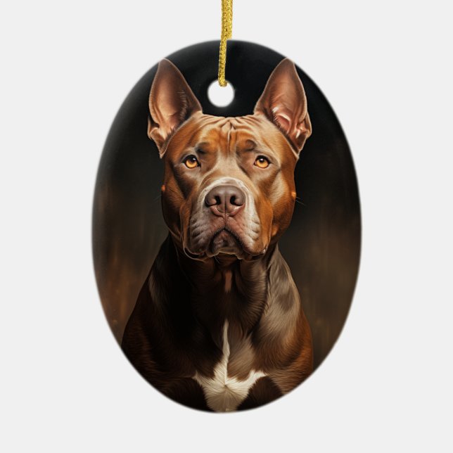 American pit bull terrier ceramic ornament (Front)