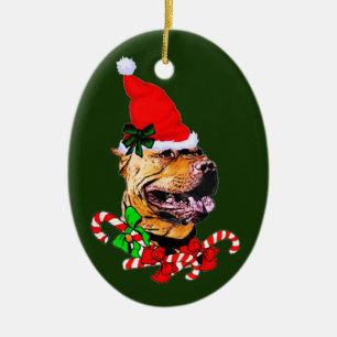 American Pit Bull Terrier Christmas Ceramic Ornament