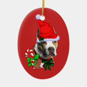 American Pit Bull Terrier Christmas Ceramic Ornament