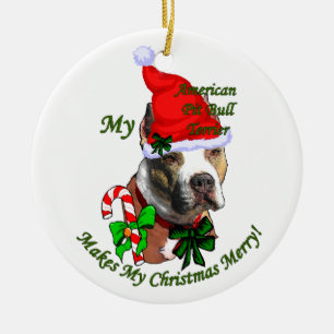 American Pit Bull Terrier Christmas Ceramic Tree Decoration